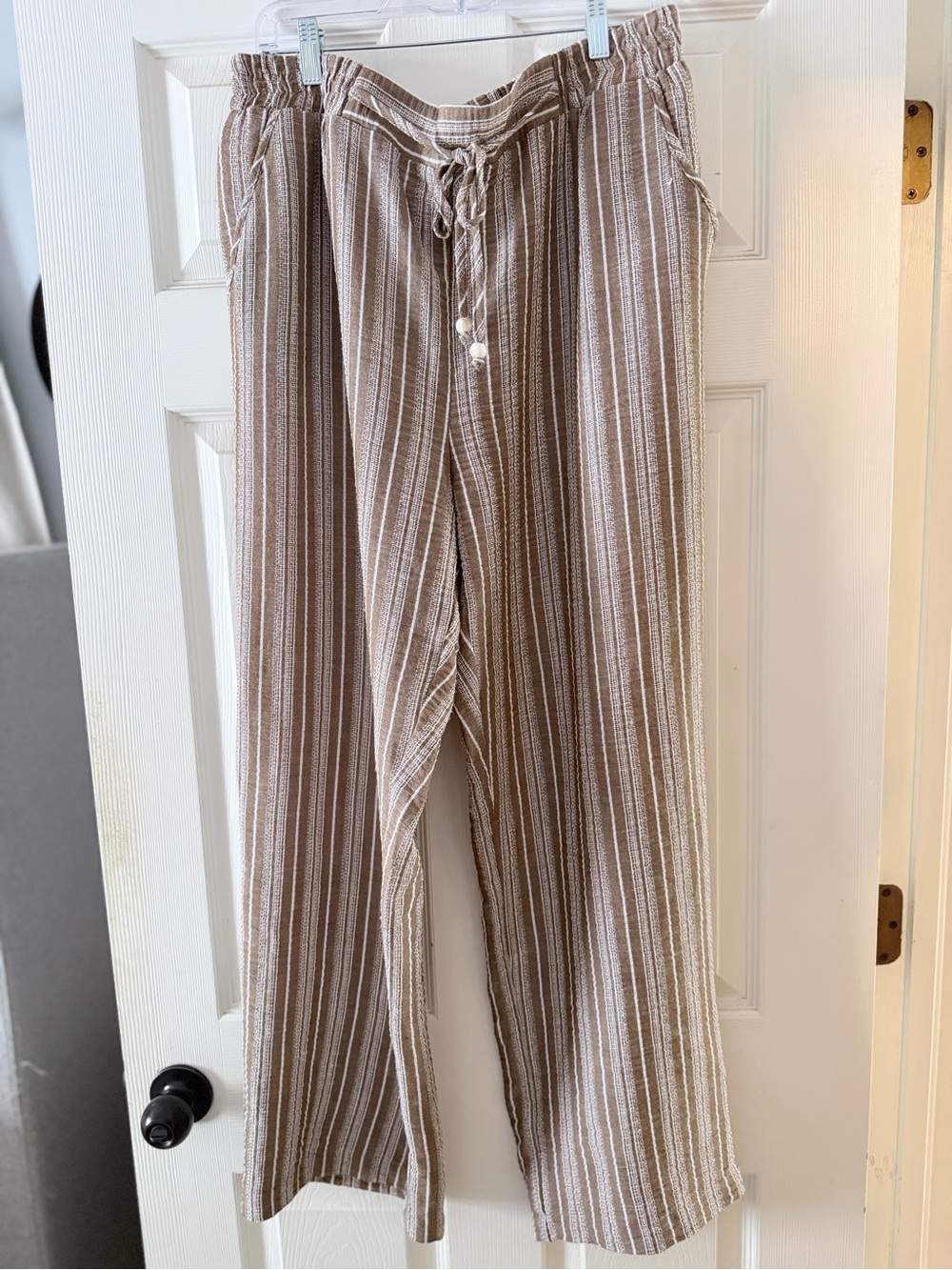 Soho Brown and White Vertical Stripe Pants